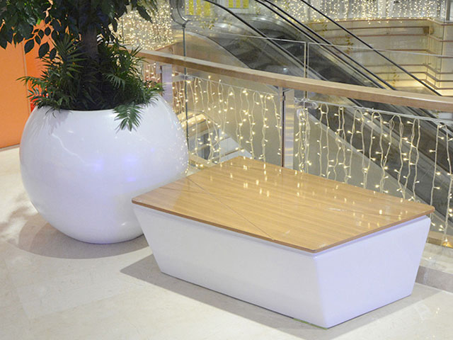 商場玻璃鋼花盆休閑椅