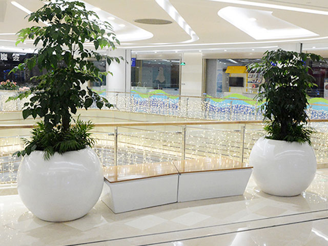 商場玻璃鋼花盆休閑椅