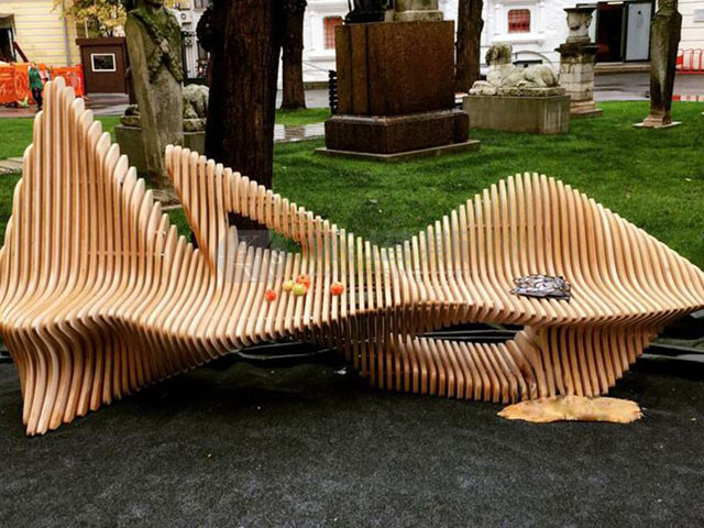 異形實(shí)木塊面座椅